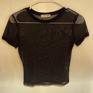 Black Mesh Crop Top